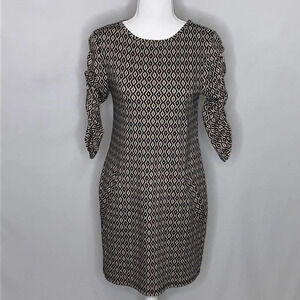 Veronica M. Ponte Knit 3/4 Ruched Sleeve Dress- S